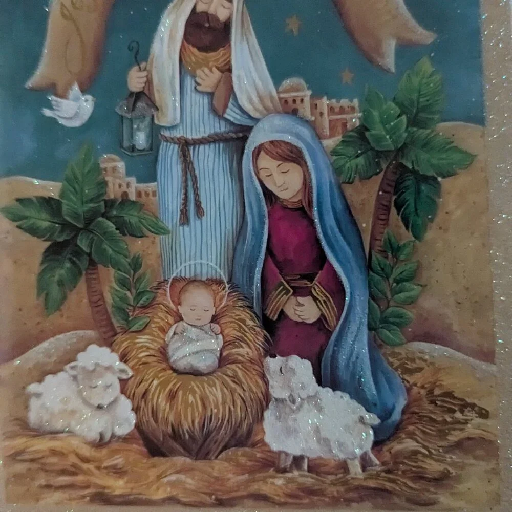 NWT 16 Glitter Nativity Christmas Cards Paper Magic Sealed Box Christian Holiday